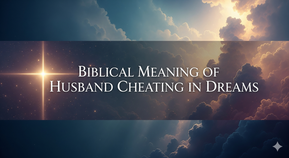 Heavenly sky scene with glowing star and text overlay: Biblical meaning of husband cheating in dreams