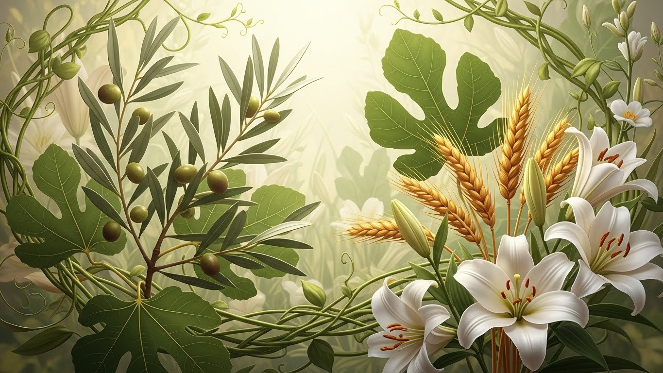 Collage of green plants and colorful flowers symbolizing spiritual growth and biblical dream meanings